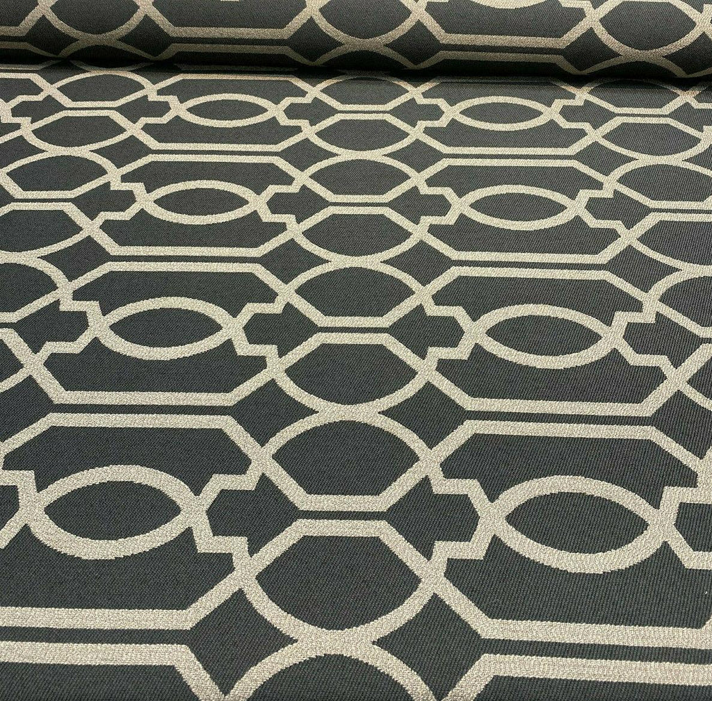 Chenille Upholstery Crete Graphite Geometric Fabric By The Yard
