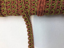  Green and Rust Decorative Scroll Style Braid Gimp Trim