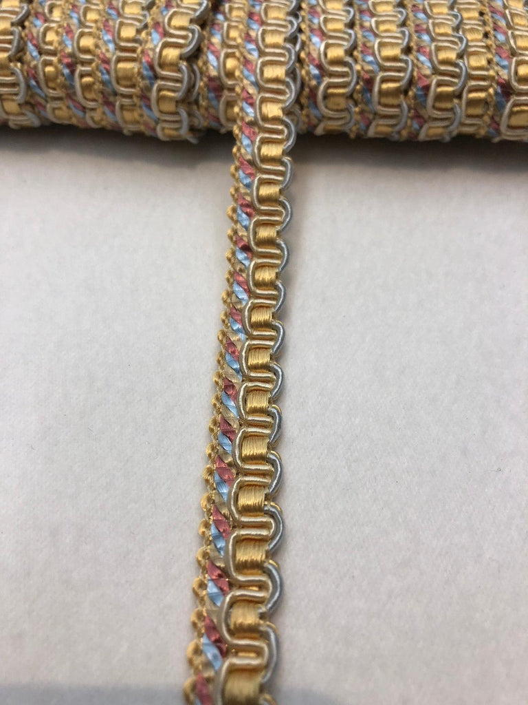 Gold with Blue and Rust Decorative Scroll Style Braid Gimp Trim