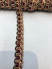 Maroon with Gold and Green Decorative Scroll Style Braid Gimp Trim