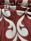 Fleur De Lis Ruby Red Jacquard Reversible Fabric By the Yard