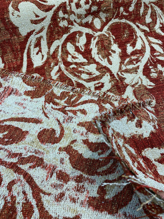 Mill Creek Moldavia Ruby Red Chenille Tapestry Upholstery Fabric by the yard