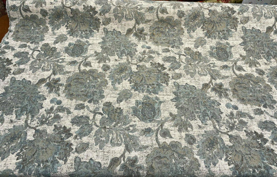 Swavelle Vintage Floral Chenille Goddess Moss Green Fabric By The Yard