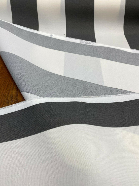 Outdoor Stripe Swavelle Fresco Charcoal Gray Fabric by the yard