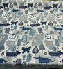 Swavelle Party Animal Cats Dogs Jacquard Atlantic Blue Fabric By the yard