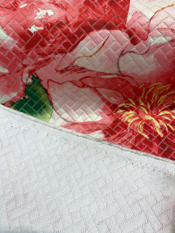 Kelly Ripa Swoon Fiesta Red Green matelasse Fabric By the Yard