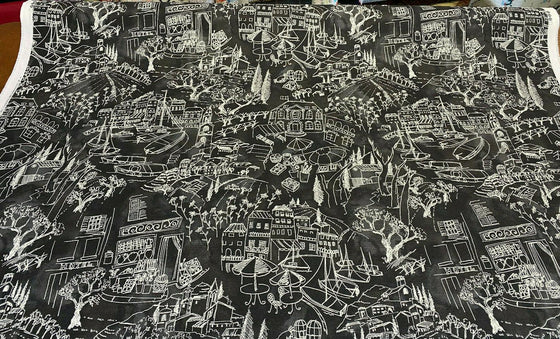 Kelly Ripa Home Daily Sketch Toile Black White Fabric By the Yard