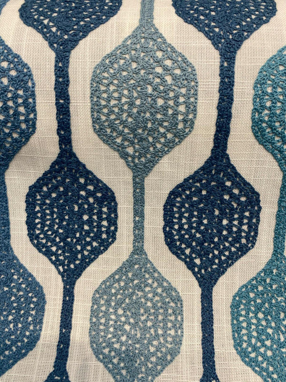 Waverly Handywork Embroidered Baltic Blue Fabric | Affordable Home Fabrics
