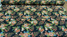  Jaimy Black Jungle Flowers Cotton Drapery Upholstery Fabric by the yard