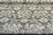  Classic Elegant Damask Gray White Cotton Drapery Upholstery Fabric by the yard