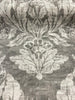 Classic Elegant Damask Gray White Cotton Drapery Upholstery Fabric by the yard