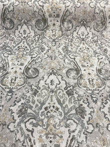  Mazely Damask Ancient Gray Cotton Drapery Upholstery Fabric by the yard