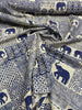 Bengala Blue Elephant Cotton Drapery Upholstery Fabric by the yard
