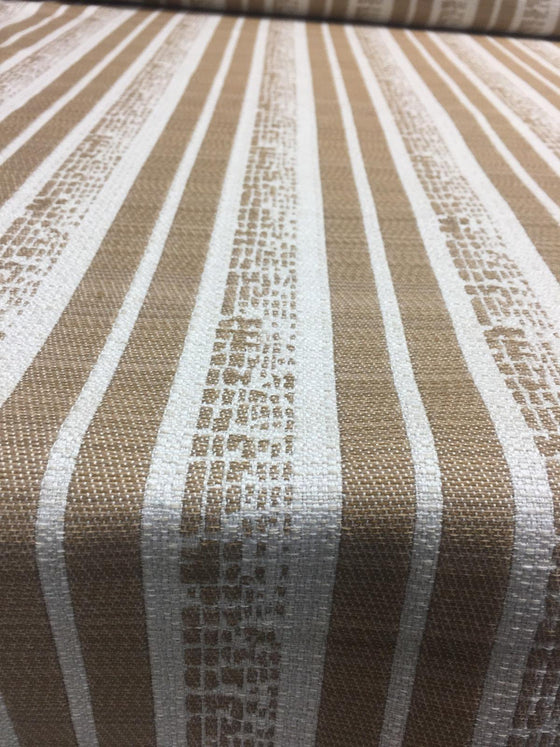 P Kaufman Byways Toffee Gold beige Striped Upholstery Drapery Fabric by the yard