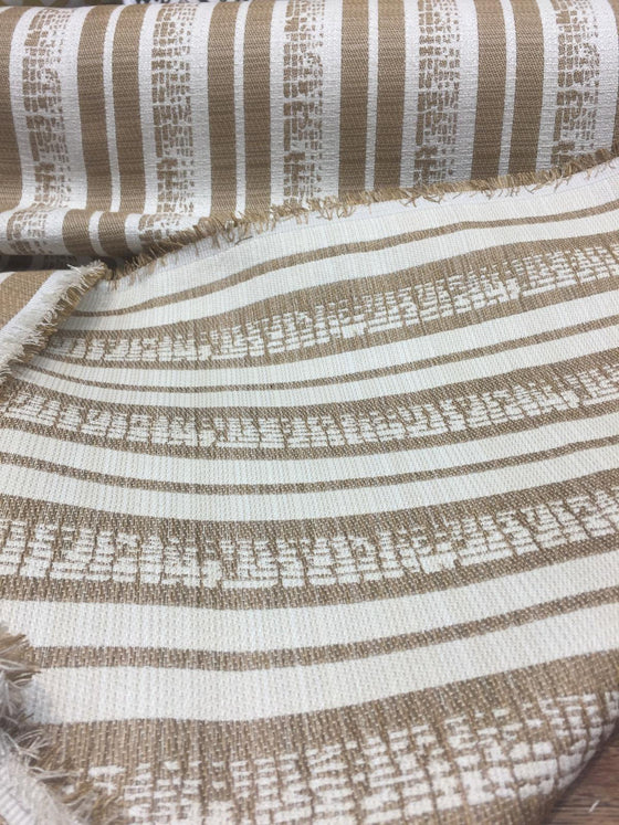 P Kaufman Byways Toffee Gold beige Striped Upholstery Drapery Fabric by the yard