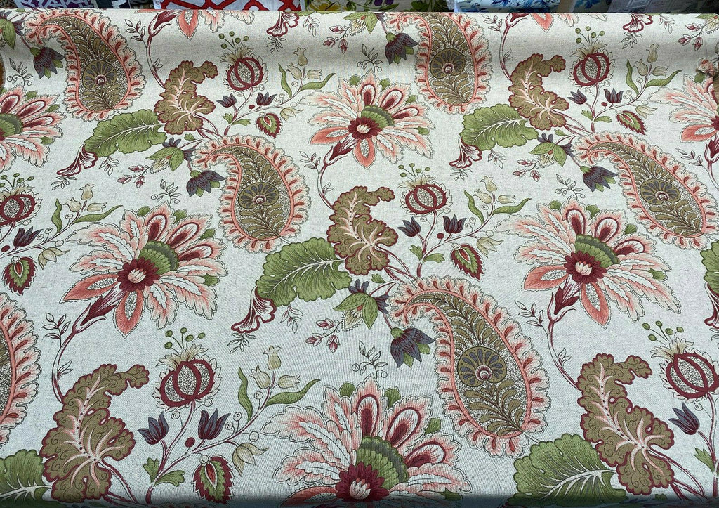 Brenda Rustic Floral Paisley Drapery Upholstery Fabric By The Yard