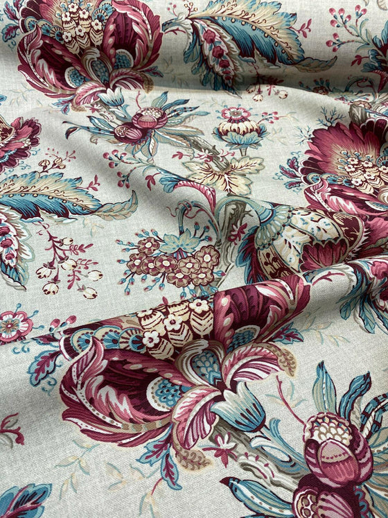 Jandel Pink Jacobean Floral Drapery Upholstery Vilber Fabric By The Yard
