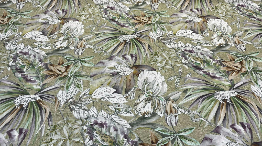 Ainara Frogs Leaves Green Moss Drapery Upholstery Vilber Fabric