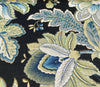 Swavelle Black Jacobean Floral Venezla Moonlit Sky Linen Fabric By The Yard