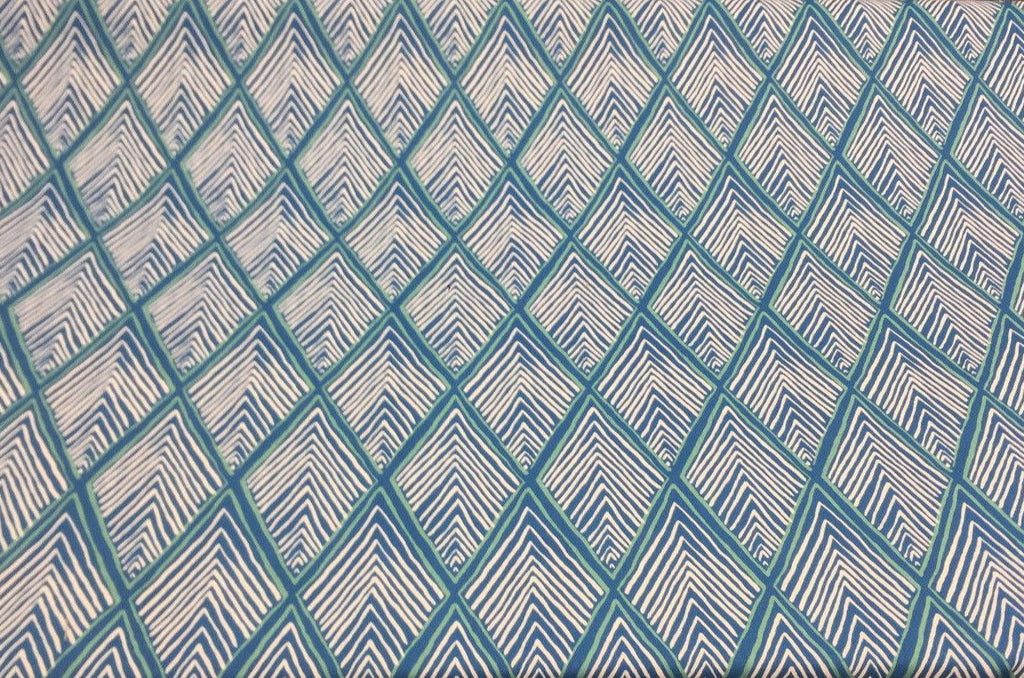 Robert Allen Rhombi Forms chevron Fabric Deep Pool blue by the yard