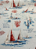 Sailboats Sea Blue Vilber Cotton Drapery Upholstery Fabric by the yard