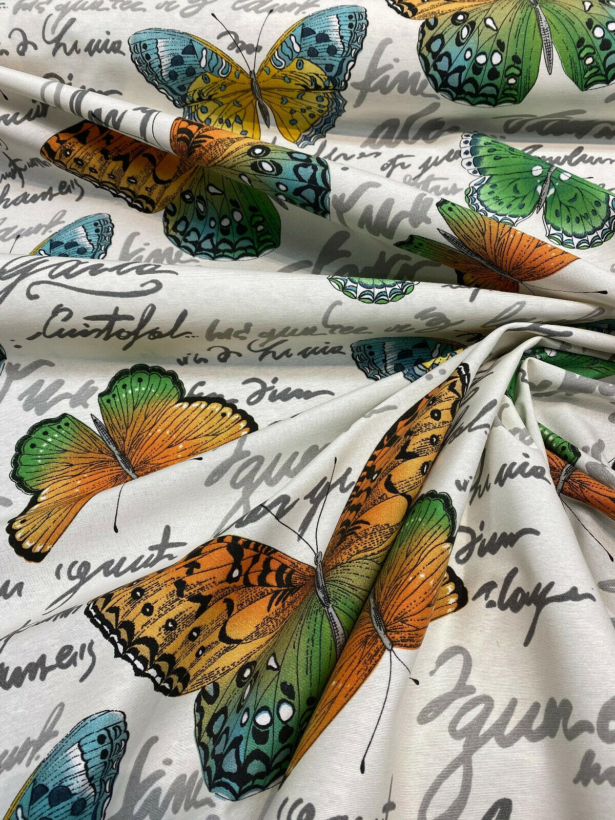 Garla Butterfly Midori Vilber Cotton Drapery Upholstery Fabric by the ...