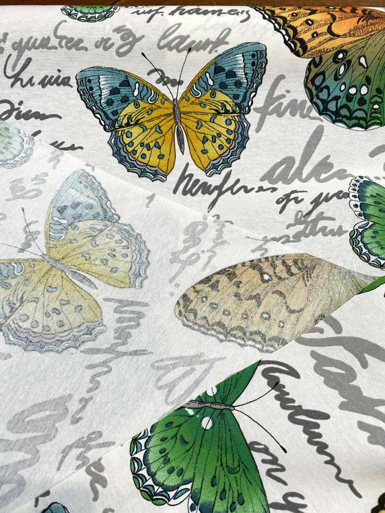 Garla Butterfly Midori Vilber Cotton Drapery Upholstery Fabric by the yard