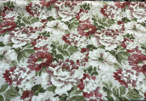 Lumi Floral Vintage Garden Cotton Drapery Upholstery Fabric by the yard