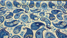  P Kaufmann Blue Paisley Fiesta Dance Tide Indoor Outdoor Fabric By the yard