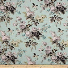  Waverly Floral Birds Blue Emma's Garden Mineral Fabric | Affordable Home Fabrics
