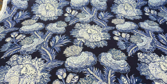 PKL Studio Balinese Garden Floral Blue Midnight Fabric By the Yard