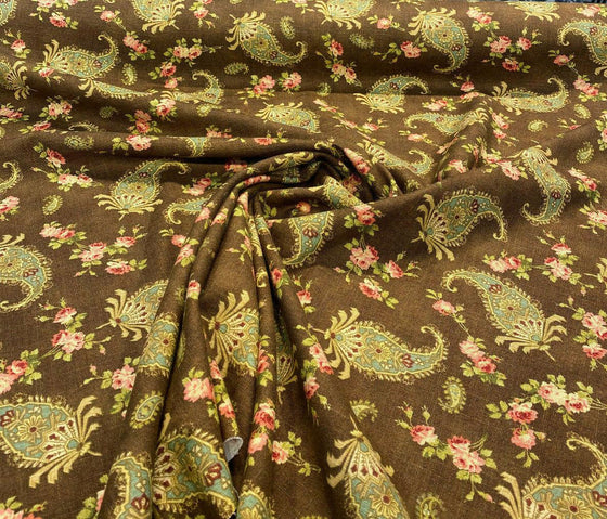Waverly Vintage Prelude Paisley Brown Fabric by the yard