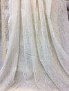 PK Ichthys Circle Beige and gold 118' linen sheer fabric by the yard