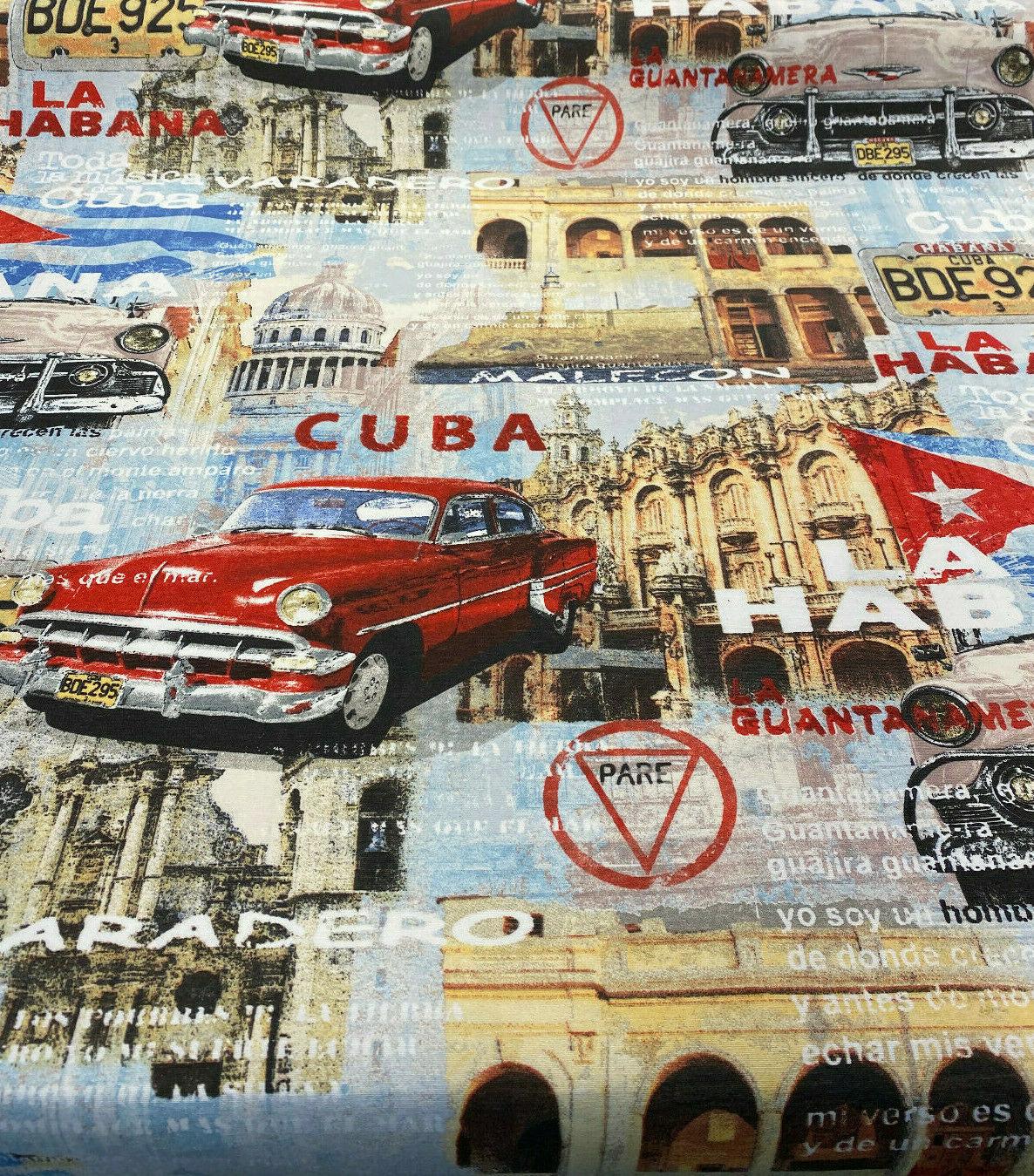 Cuba La Habana Musica Cotton Drapery Canvas Upholstery Fabric by the y ...