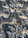 Nikita Egret Bird Black Drapery Upholstery Fabric by the yard