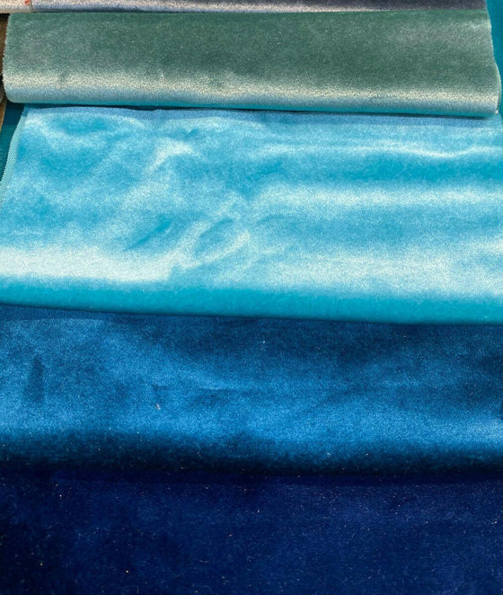Exclusive Velveteen Spa Blue Drapery Upholstery Fabric by the yard