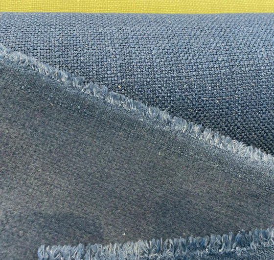 Talbot Marine Blue Linen Chenille Upholstery Fabric