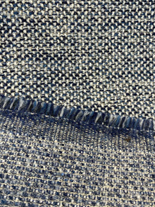  Swavelle Chenille Ridge Blue Ink Latex Backed Upholstery Fabric