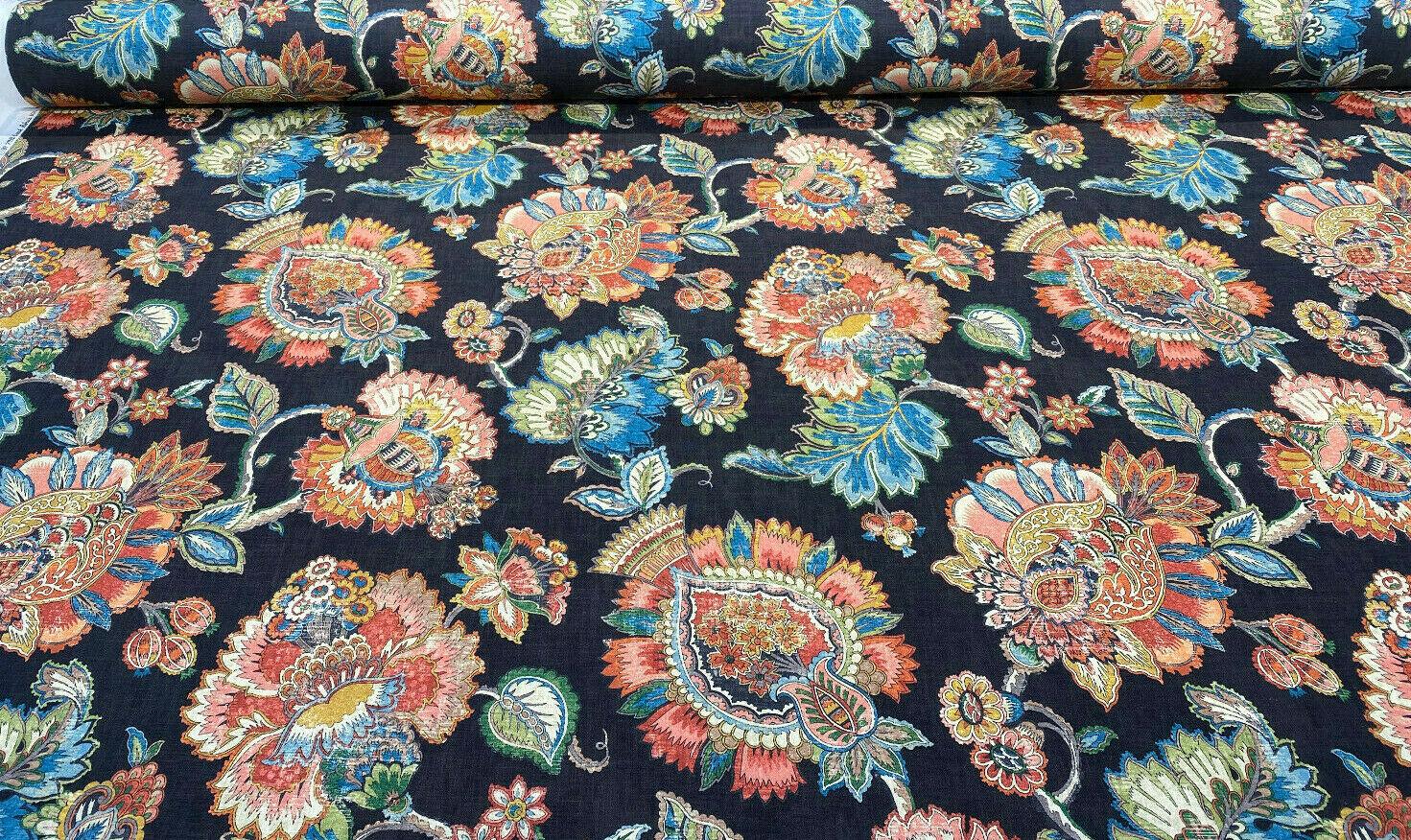 NEW - GIA JACOBEAN FLORAL PRINTED UPHOLSTERY FABRIC BY THE YARD
