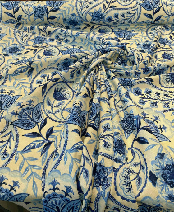 Kelly Ripa Happy Hour Floral Paisley Blue Jay Fabric 