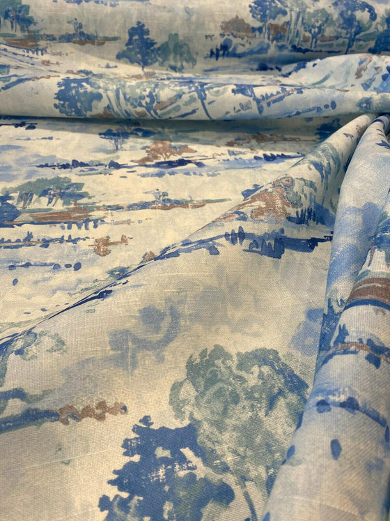 Waverly Imagery Sky Blue Watercolor Toile Fabric