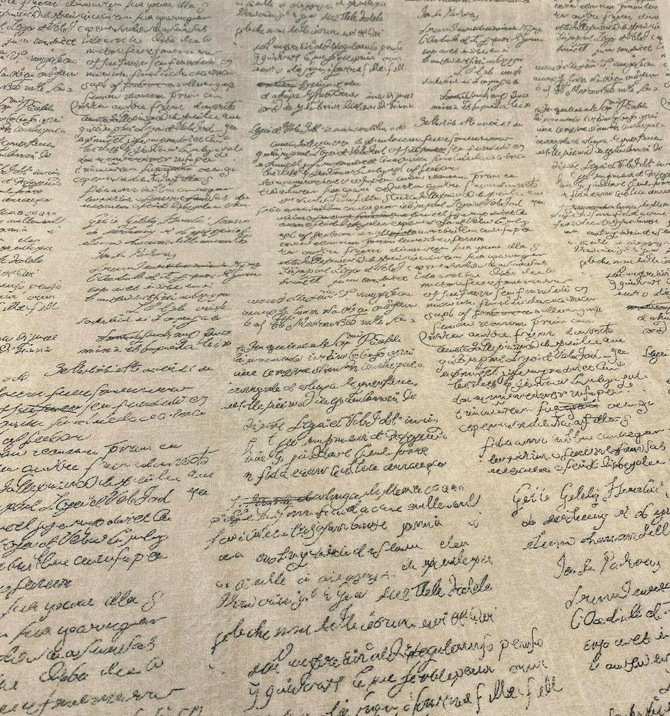 Waverly Scripted Writing Linen Indigo Fabric