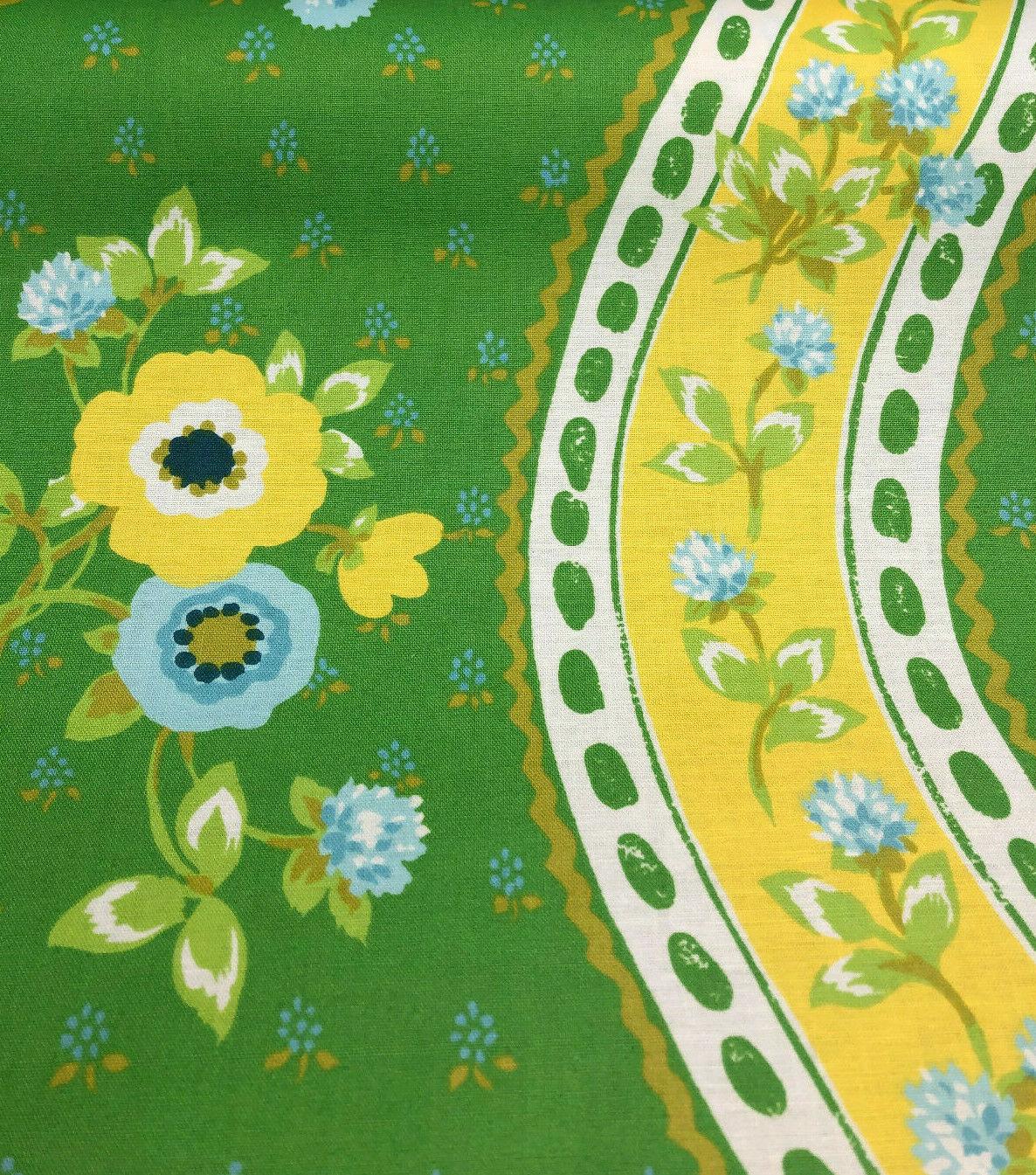 Vintage Floral Fabric in Yellow / Blue / Green
