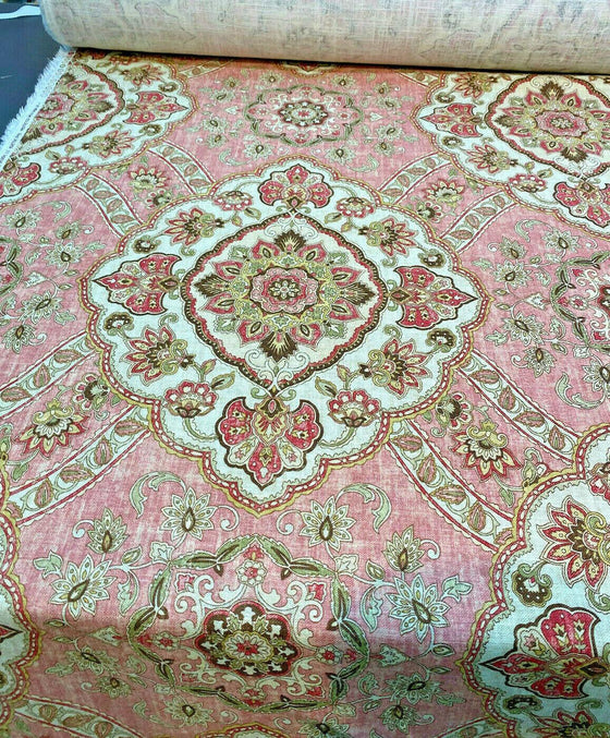 Messina Dusty Rose Pink Damask Linen Blend Covington Fabric By the Yard