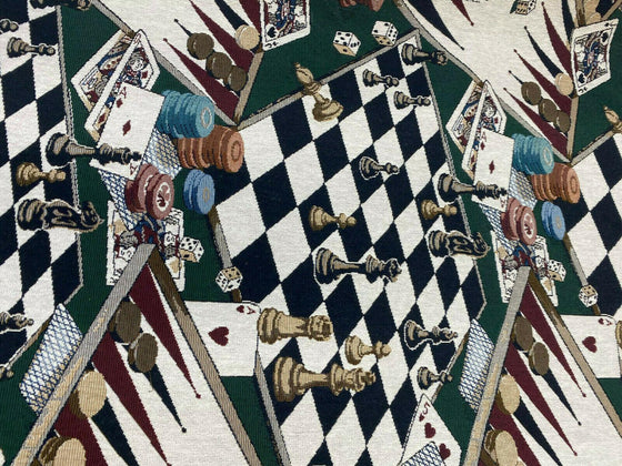 Chess Pattern Fabric Backgammon Chess Dice Large Tapastry Upholstery Fabric By The Yard ...