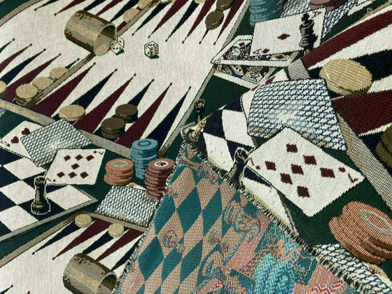 Backgammon Chess Dice Large Tapastry Upholstery Fabric