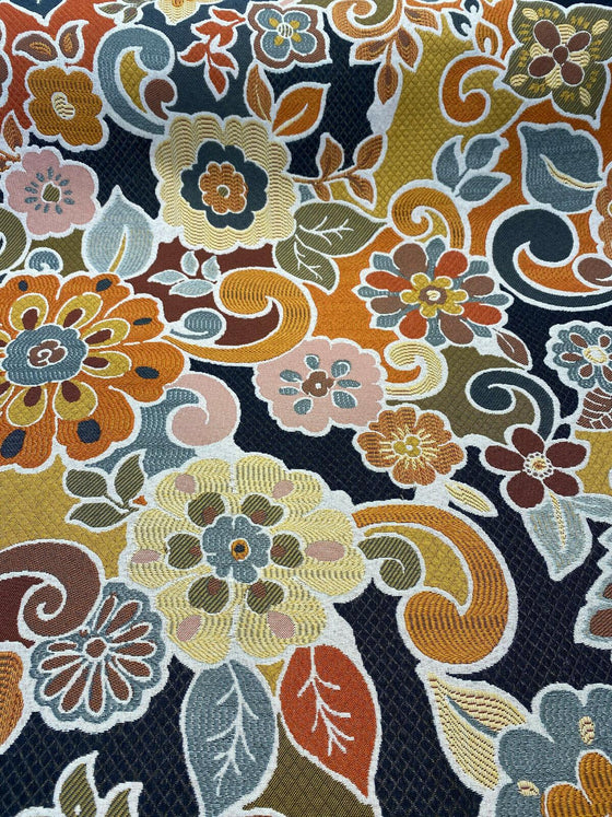 Swavelle Floral Gateway Onyx Jacquard Brocade Fabric