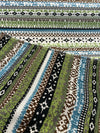 Razzmatazz Stripe Green Blue Chenille Tapestry Upholstery Fabric