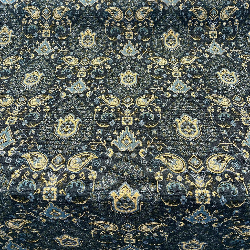 Navy Blue, Floral Trellis Jacquard Woven Upholstery Fabric By The