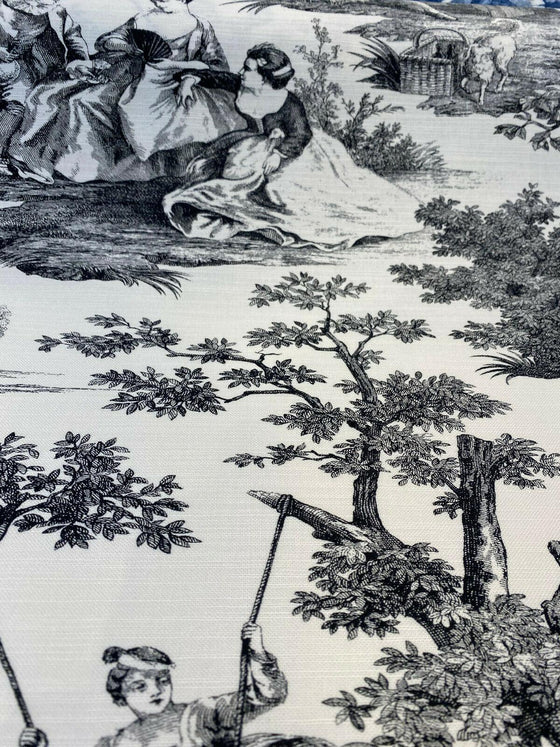 Kelly Ripa Toile Waverly Home Daily Sketch Toile Black White Fabric –  Affordable Home Fabrics
